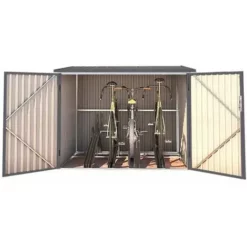 Vente flash ⭐ Chalet & Jardin Coffre En Métal - 4 Vélos - 4,02m² - 203 X 198 X 157/142 Cm ❤️