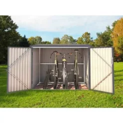 Vente flash ⭐ Chalet & Jardin Coffre En Métal - 4 Vélos - 4,02m² - 203 X 198 X 157/142 Cm ❤️ -JARDIN Soldes Boutique 17418004 3