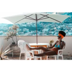 Meilleure vente ? Chalet & Jardin Parasol Rectangulaire OLERON - Gris ? -JARDIN Soldes Boutique 27644990 4