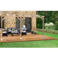 Vente flash ? CHALET & JARDIN Toit Couv'Terrasse® En Bois 3x4,9 M - Sans Toit Polycarbonate ? -JARDIN Soldes Boutique 28589127 5