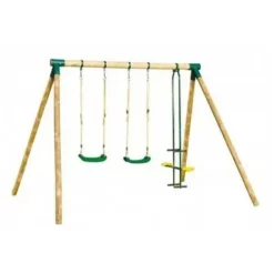 Sortie ? CHALET & JARDIN Portique En Bois APACHE - 2 Balançoires + 1 Vis-à-vis ?