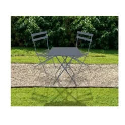 Meilleure affaire ? CHALET & JARDIN Lot De 2 Chaises De Jardin Pliantes BISTROT - Gris ? -JARDIN Soldes Boutique 28589752 3
