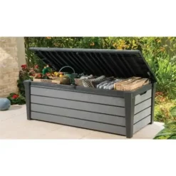 Top 10 ? Chalet & Jardin Coffre-Banc De Jardin BROSSIUM - 455L - 145 X 70 X 60 Cm - Gris ?