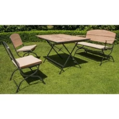 Le moins cher ? CHALET & JARDIN SET AUSTRALIA ROBINIER CERUSE COMPOSE D' TABLE 115 Cm+1 BANC+ 2 CHAISES MBR3377 ?