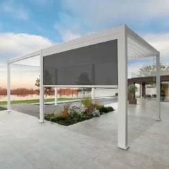 Vente flash ? Chalet & Jardin Store Latéral Pour Pergola Bioclimatique Ombréa® - 3 M - Blanc ?