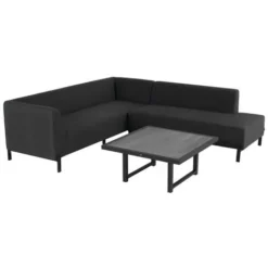 Vente flash ? Chalet & Jardin Canapé D'angle Extérieur + Table Basse Dion Corner En Aluminum - Noir ?