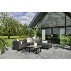 Vente flash ? Chalet & Jardin Canapé D'angle Extérieur + Table Basse Dion Corner En Aluminum - Noir ? -JARDIN Soldes Boutique 53697748 3
