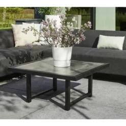 Vente flash ? Chalet & Jardin Canapé D'angle Extérieur + Table Basse Dion Corner En Aluminum - Noir ? -JARDIN Soldes Boutique 53697748 4
