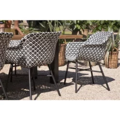 Tout neuf ? Chalet & Jardin Chaise Delphine Dining En Résine Wicker Tressé - Noir/Blanc ❤️ -JARDIN Soldes Boutique 53697887 4