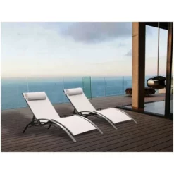 Meilleure affaire ? CHALET & JARDIN Bains De Soleil Monaco Blanc Ecru (lot De 2) ?