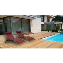 Remise ? CHALET & JARDIN Bains De Soleil Monaco Rouge Bourgogne (lot De 2) ? -JARDIN Soldes Boutique 54425606 2