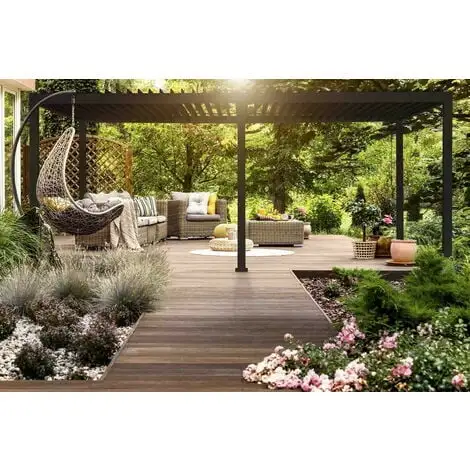Sortie ? Chalet & Jardin Pergola Bioclimatique Ombréa® 3 X 6 M + 2 Stores 3 M - Anthracite ? 3 Sortie ? Chalet & Jardin Pergola Bioclimatique Ombréa® 3 X 6 M + 2 Stores 3 M - Anthracite ? – Image 3