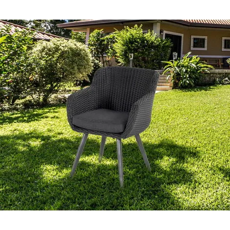 Meilleur prix ? Chalet & Jardin Chaise-fauteuil Amadora En Résine Tressée - Pieds En Aluminium - Anthracite ? 4 Meilleur prix ? Chalet & Jardin Chaise-fauteuil Amadora En Résine Tressée - Pieds En Aluminium - Anthracite ? – Image 4