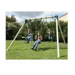 Bon marché ? CHALET & JARDIN Portique En Cèdre DOUCEUR - 2 Balançoires + 1 Vis-à-vis ?